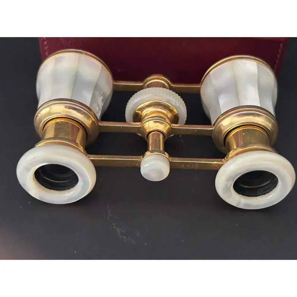Vintage 1950s Birks of Canada Brass Opera Glasses with Mother-Of-Pearl Inlay MCM
